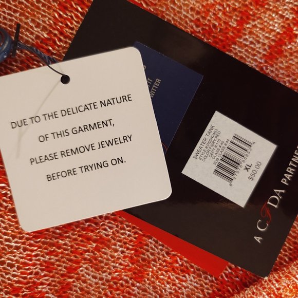 Peter Som NWT Loose Knit Tank Top, Orange, XL - Picture 3 of 5